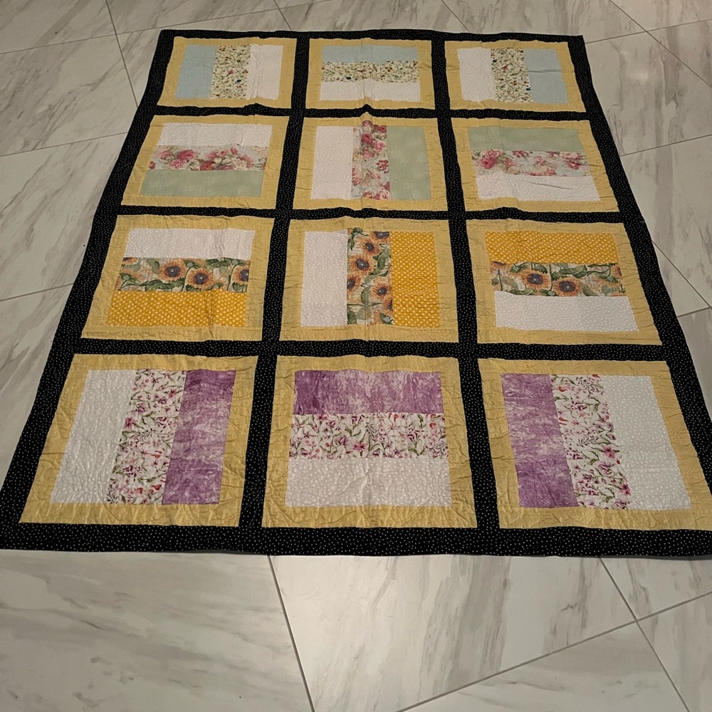 Patchwork Quilt with Floral Patterns